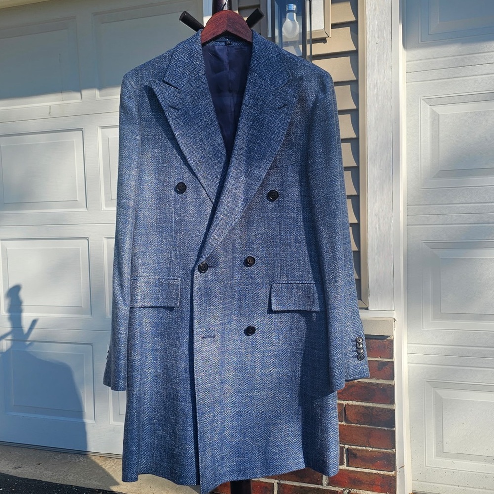 Stylish Blue Double-Breasted Coat